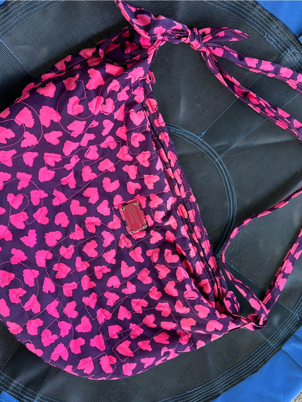 Marc Jacobs Pink and Purple Quilted Heart-Print Hobo - Picture 5 of 9